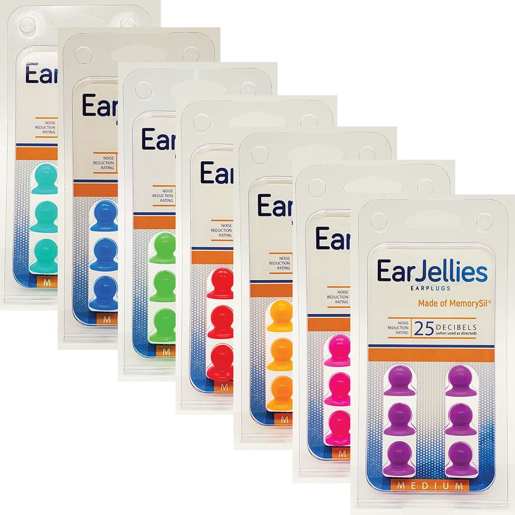 3 Packages of EarJellies Earplugs - Various Colors